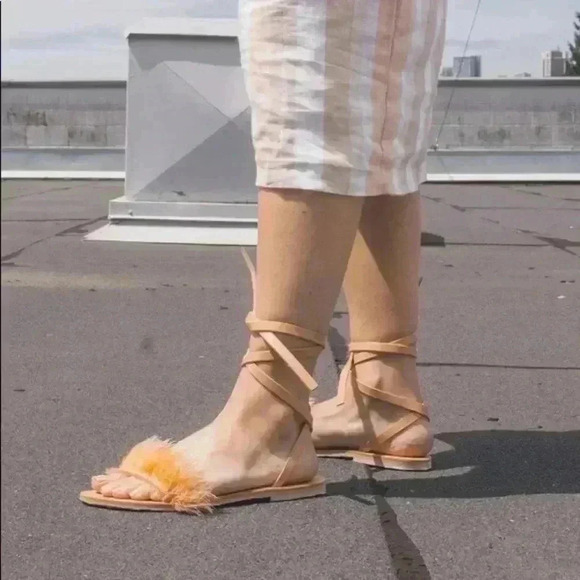 CHARLOTTE STONE Yvonne Ostrich Feather Sandals - Picture 2 of 11